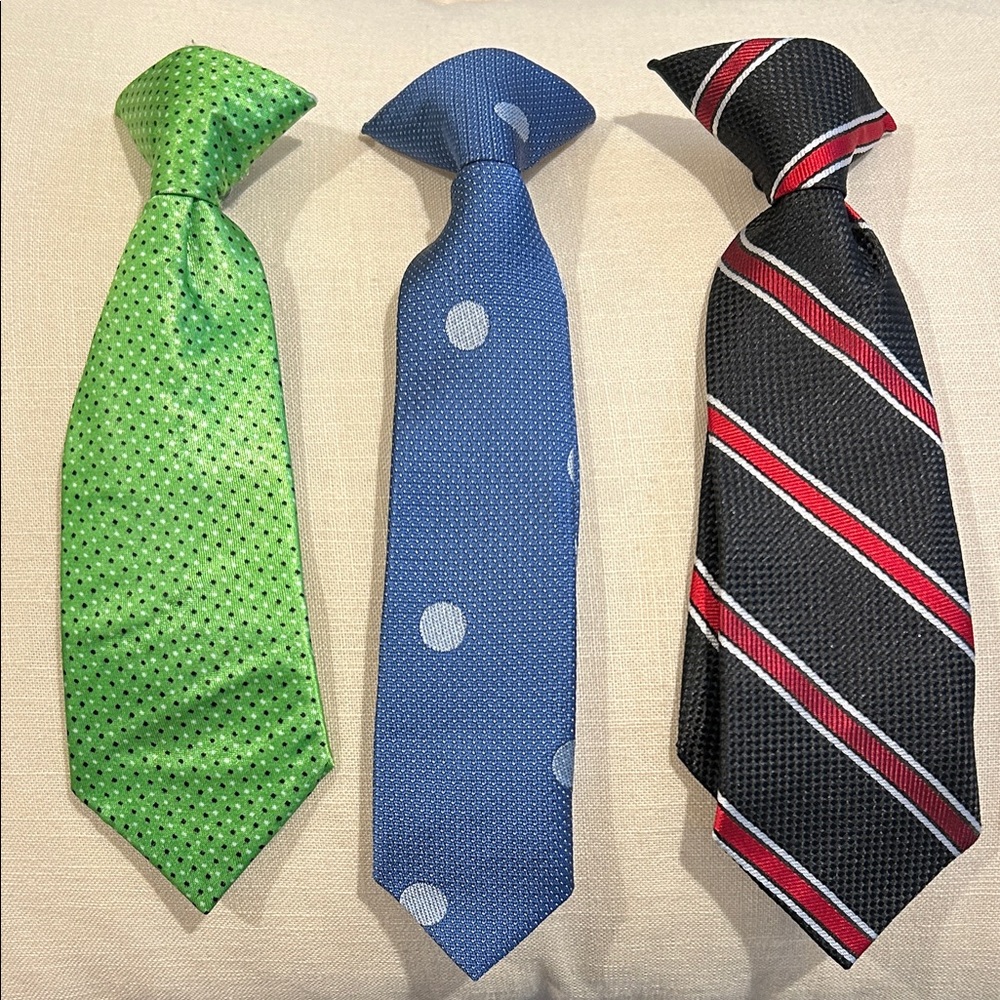 Set of Three Stylish Ties - Green, Blue, Black
